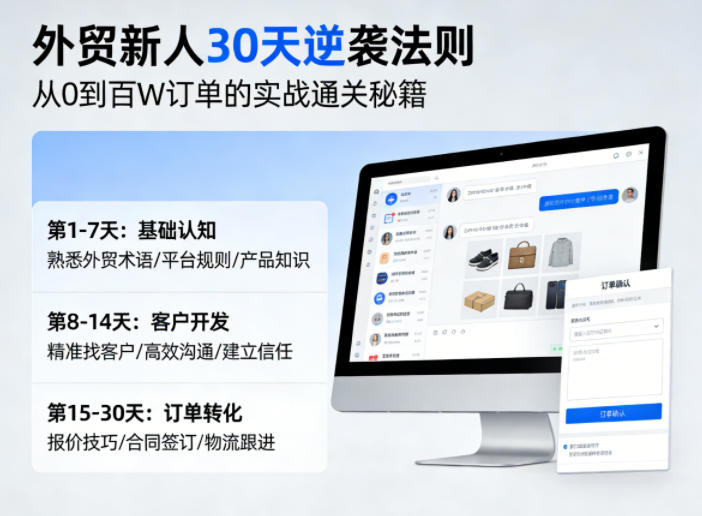 外贸新人30天逆袭法则,教你从0到百W订单的实战通关秘籍-水滴知识网