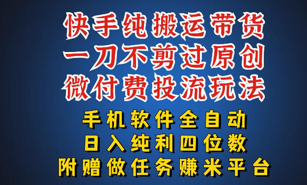 最新黑科技快手搬运带货方法,手机就能操作,轻松带你日入四位数【揭秘】-水滴知识网
