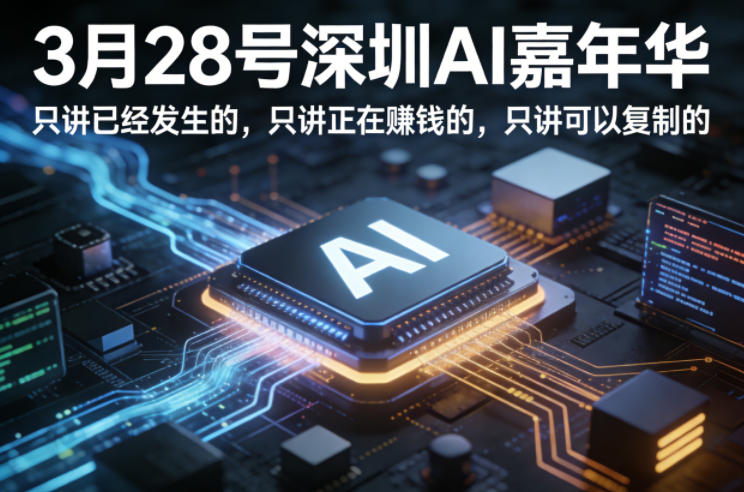 3月28号深圳AI嘉年华,只讲已经发生的,只讲正在賺钱的,只讲可以复制的-水滴知识网