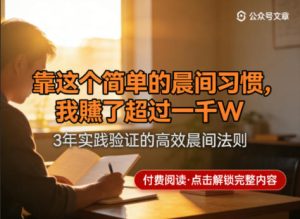 某公众号付费文章：靠这个简单的晨间习惯，我賺了超过一千W-水滴知识网