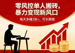 零风控单人搬砖，暴力变现新风口，每天多賺3张+，可长期做【揭秘】-水滴知识网