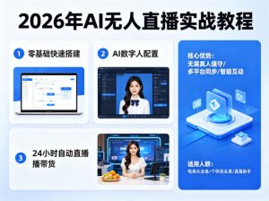 2026年AI无人直播实战教程,零基础也能快速搭建AI数字人无人直播间,实现24小时自动直播带货-水滴知识网