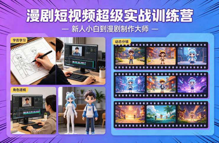 漫剧短视频超级实战训练营,新人小白到漫剧制作大师-水滴知识网