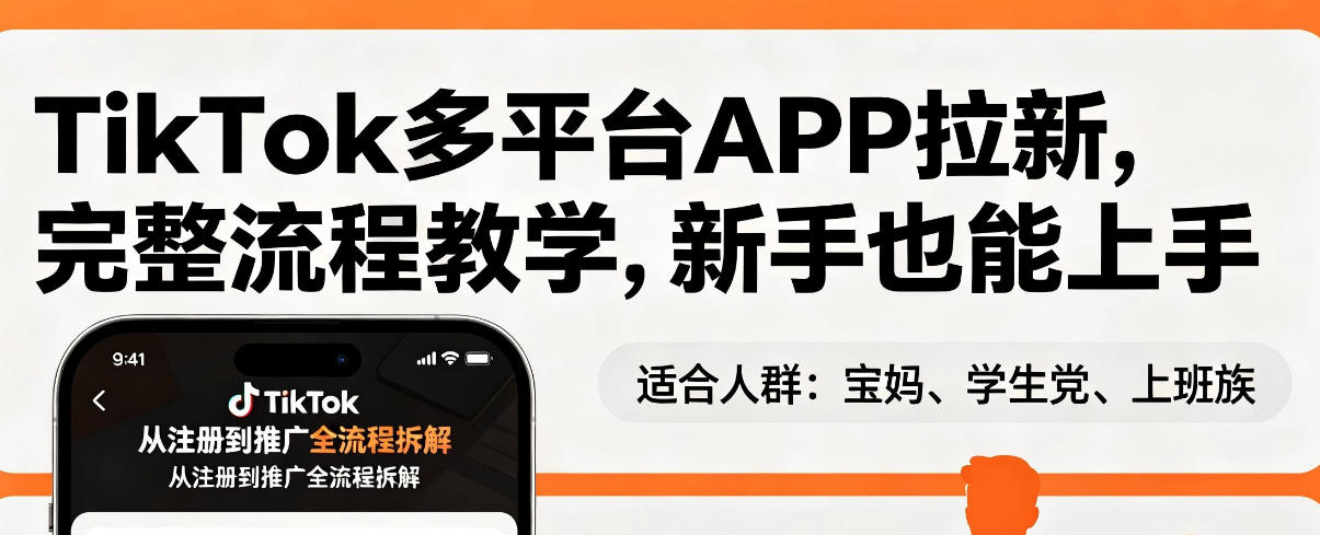 TikTok多平台APP拉新,完整流程教学,新手也能上手,轻松出海搞美金-水滴知识网