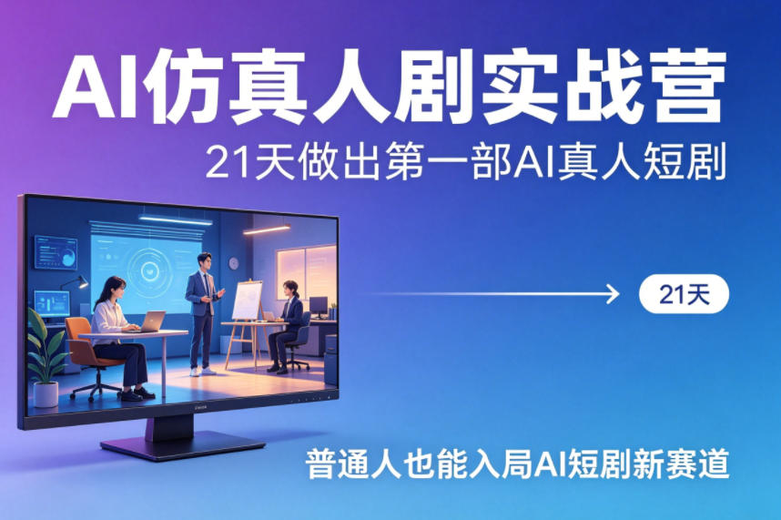AI仿真人剧实战营,21天做出第一部AI真人短剧,普通人也能入局AI短剧新赛道-水滴知识网