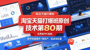 淘宝天猫打爆班原创技术第80期,无界低PPC矩阵,软件批量操作+高投产,低成本起量-水滴知识网