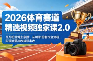 2026体育赛道精选视频独家课2.0,百万粉丝博主亲授:从0到1的制作全流程,实现流量与收益双丰收-水滴知识网