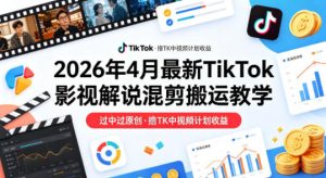 26年4月最新TikTok影视解说混剪搬运教学，过中过原创，撸TK中视频计划收益-水滴知识网