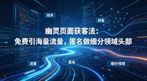 用懂技术!幽灵页面获客法:免费引海量流量,匿名做细分领域头部-水滴知识网