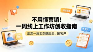 不用懂营销!一周线上工作坊创收指南,助您一周卖课賺现金、圈客户-水滴知识网