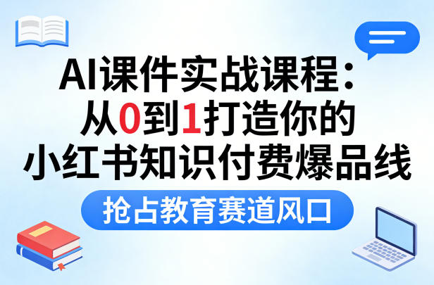 AI课件实战课程,从0到1打造你的小红书知识付费爆品线,抢占教育赛道风口-水滴知识网