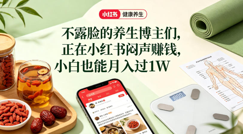 小红书健康养生科普图文赛道,不露脸的养生博主们,正在小红书闷声賺钱,小白也能月入过1W-水滴知识网