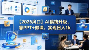 【2026风口】AI搞钱升级，靠PPT+微课，实现日入1k-水滴知识网