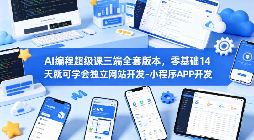 AI编程超级课三端全套版本,零基础14天就可学会独立网站开发-小程序APP开发-水滴知识网