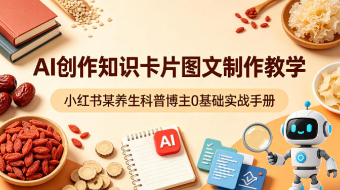 AI创作知识卡片图文制作教学,小红书某养生科普博主0基础实战手册-水滴知识网