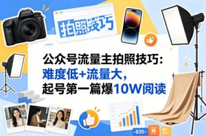 公众号流量主之拍照技巧赛道,难度低+流量大,起号第一篇就爆了10w阅读-水滴知识网