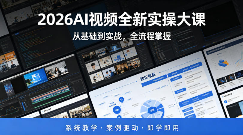 2026AI视频全新实操大课,从基础到实战,全流程掌握,系统教学·案例驱动·即学即用-水滴知识网