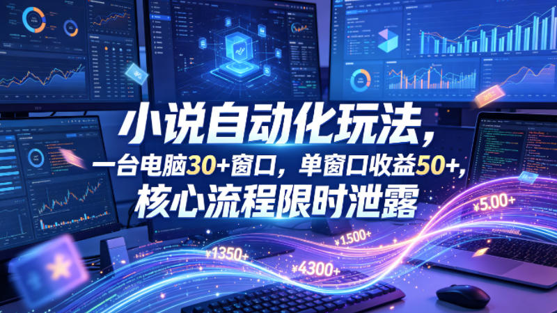 小说挂G自动化玩法,一台电脑30+窗口,单窗口收益50+,核心流程限时泄露【揭秘】-水滴知识网