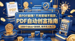 卖PDF躺賺?不用营销不囤货,PDF自动创富指南,1000个ideas+自动卖,新手月入9k刀【原创双语字幕】-水滴知识网
