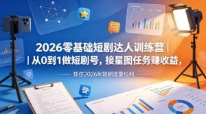 2026零基础短剧达人训练营|从0到1做短剧号,接星图任务賺收益,抓住2026年短剧流量红利-水滴知识网