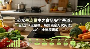 公众号流量主之食品安全赛道,受众广+流量稳,每篇作品稳定万次阅读,从0-1全流程讲解-水滴知识网