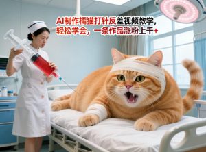 AI制作橘猫打针反差视频教学,轻松学会,一条作品涨粉上千+-水滴知识网