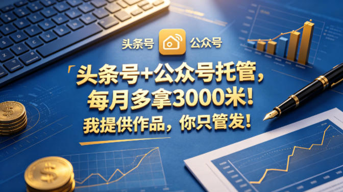 头条号+公众号托管，每月多拿3000米！我提供作品，你只管发！【揭秘】-水滴知识网