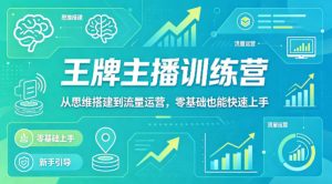 抖音王牌主播训练营,从思维搭建到流量运营,零基础也能快速上手-水滴知识网