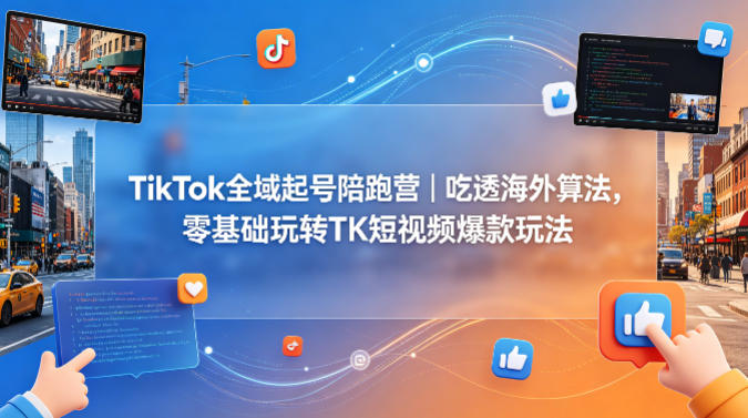 TikTok全域起号陪跑营|吃透海外算法,零基础玩转TK短视频爆款玩法-水滴知识网