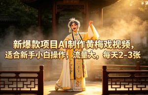 新爆款项目AI制作黄梅戏视频,适合新手小白操作,流量大,每天2-3张-水滴知识网