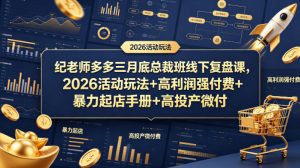 纪老师多多三月底总裁班线下复盘课,2026活动玩法+高利润强付费+暴力起店手册+高投产微付费-水滴知识网