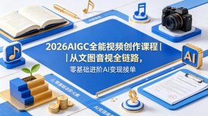 2026AIGC全能视频创作课程|从文图音视全链路,零基础进阶AI变现接单-水滴知识网