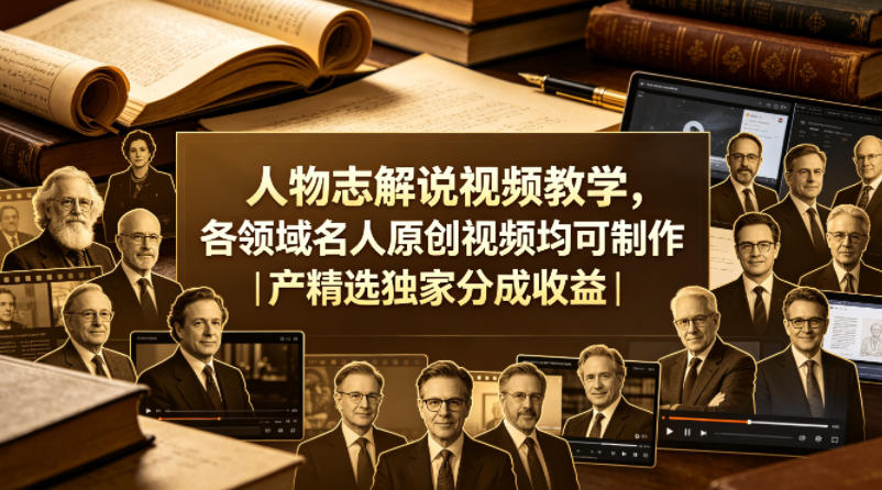 人物志解说视频教学,各领域名人原创视频均可制作丨精选独家分成收益-水滴知识网