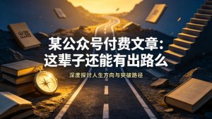 某公众号付费文章:这辈子还能有出路么-水滴知识网