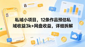私域小项目，12条作品预估私域收益3k+网盘收益，详细拆解-水滴知识网
