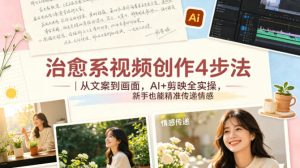 治愈系视频创作4步法|从文案到画面,AI+剪映全实操,新手也能精准传递情感-水滴知识网