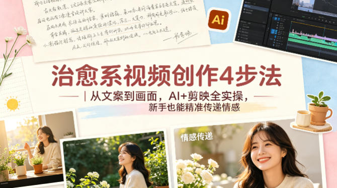 治愈系视频创作4步法|从文案到画面,AI+剪映全实操,新手也能精准传递情感-水滴知识网