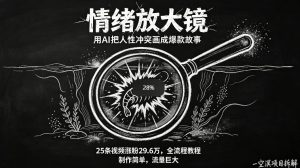 AI制作“情绪放大镜“视频,25条视频涨粉29.6W粉,流量巨大,制作简单,全流程教程-水滴知识网