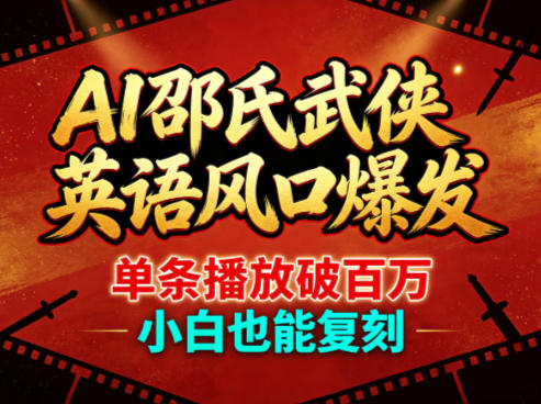 AI邵氏武侠英语风口爆发，单条播放破百万，小白也能复刻-水滴知识网