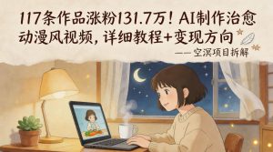 117条作品涨粉131.7W!AI制作治愈动漫风视频,详细教程+变现方向-水滴知识网