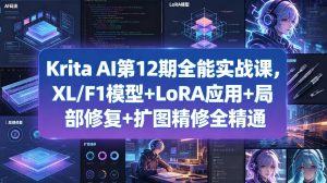 Krita AI第12期全能实战课,XL/F1模型+LoRA应用+局部修复+扩图精修全精通-水滴知识网
