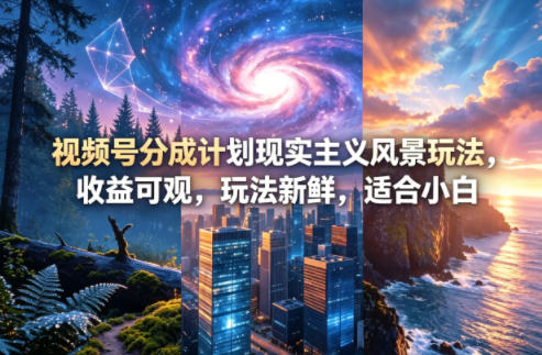 视频号分成计划现实主义风景玩法，收益可观，玩法新鲜，适合小白-水滴知识网