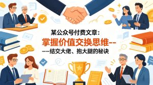 某公众号付费文章:掌握价值交换思维—-结交大佬、抱大腿的秘诀-水滴知识网