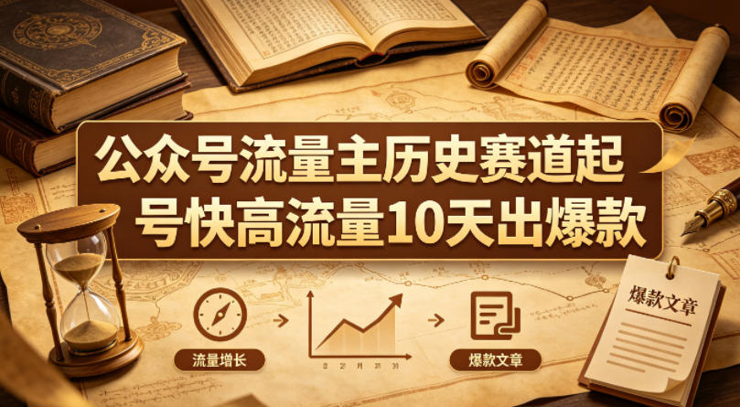 公众号流量主之历史赛道,起号快+高流量,10天就能出爆款!-水滴知识网