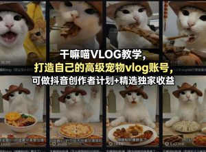 干嘛喵VLOG教学，打造自己的高级宠物vlog账号，可做抖音创作者计划+精选独家收益-水滴知识网