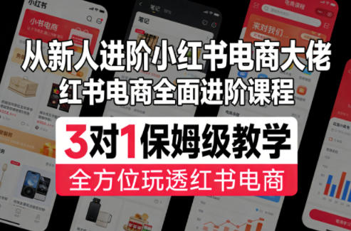 从新人进阶小红书电商大佬,红书电商全面进阶课程,3对1保姆级教学,全方位玩透红书电商-水滴知识网