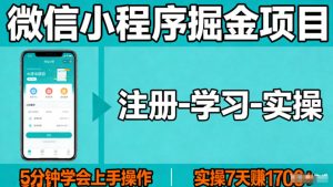微信小程序掘金项目,项目很简单,5分钟就能学会上手操作,实操7天賺了1700+【揭秘】-水滴知识网