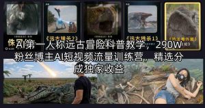 AI第一人称远古冒险科普教学,290W粉丝博主AI短视频流量训练营,精选分成独家收益-水滴知识网