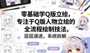 零基础学Q版立绘,专注于Q版人物立绘的全流程绘制技法,层层递进,系统拆解-水滴知识网