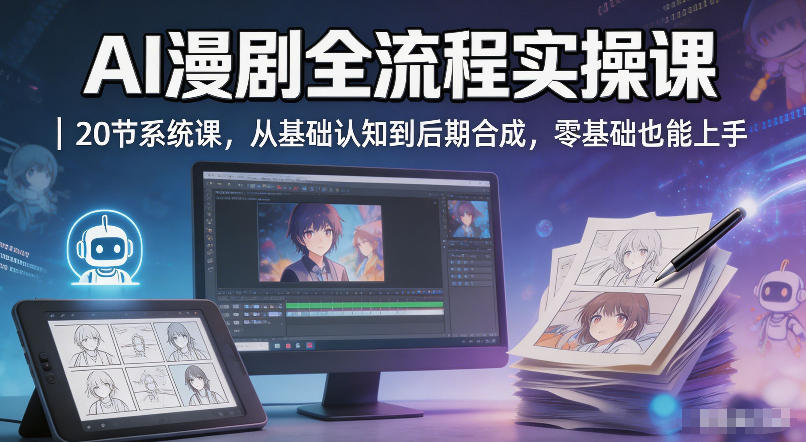 AI漫剧全流程实操课|20节系统课,从基础认知到后期合成,零基础也能上手-水滴知识网